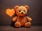 Sunset Embrace: Orange Laser Teddy Bear Heart Wall Art