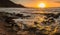 Sunset on The Exposed Lava Reef of Oneuli Beach