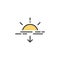 Sunset. Filled color icon. Weather vector illustration