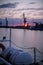 Sunset in Finland. Bulk port. White nights in Bothnia Sea. North of Finland. Summer time. Midnight