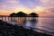 Sunset and floating restaurant at penimbangan beach