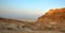 Sunset fortress Masada, desert, Israel