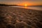 Sunset in Frankston beach in Port Philip bay in Australia