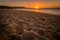 Sunset in Frankston beach in Port Philip bay in Australia