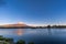 Sunset Fuji mountain reflections at Tanuki Lake (Tanukiko). Shizuoka prefecture, Japan