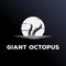 Sunset Giant Octopus Squid Tentacle Logo Design Vector