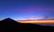 Sunset glow above the clouds silhouetting Teide Volcano