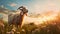 Sunset Goat Grazing In Terragen Style