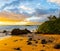 Sunset on The Golden Sand of Mokapu Beach