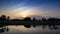 Sunset at the golf course lake, time lapse