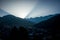 Sunset on The Grand-Bornand village and the Aravis mountain range