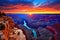 Sunset at Grand Canyon National Park, Arizona, United States.A breathtaking panoramic view of the Grand Canyon at sunrise, AI