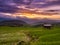 Sunset and Green Terraced Rice Field in Pa Pong Pieng , Mae Chaem, Chiang Mai, Thailand.