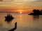 Sunset gulf beach boat island clouds