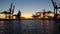 sunset Hamburg Harbour German Industry