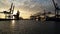sunset Hamburg Harbour German Industry