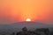 Sunset Hampi. Sunrise Hampi. Beautiful sunset in the mountains a