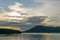 sunset Haro strait view from Vancouver island with cloudy sky British Columbia Canada