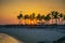 Sunset at Hawana Beach in Salalah, Oman with palm trees