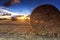 Sunset hay bales