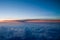 Sunset on the heavenly mountains, at the height of ten thousand kilometers over Earth