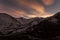 Sunset in Himalayas. Tilicho Base Camp, Nepal, Annapurna Conservation Area