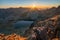 Sunset from Hincova veza peak during autumn in High Tatras mountains