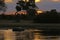 Sunset Hippos in the waters of the Okavango Delta