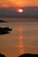 Sunset at Honeymoon Bay in Freycinet National Park. Tasmania