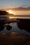 Sunset on Hope Cove beach, Devon, United Kingdom