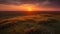 Sunset on the horizon over a vast landscape, grasslands national park, val marie, saskatchewan, canada, generative ai