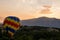 Sunset on hot-air balloon