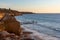 Sunset at the iconic Port Willunga Jetty ruins looking down from