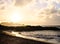 Sunset illuminates the beach during the golden hour in guadeloupe caribbean.  Amazing light  tourism