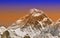 Sunset intense color filtered picture of Everest, Nepal.