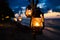 Sunset on island beach with lanterns