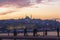 Sunset in Istanbul and view of Golden Horn and Sultan Fatih mosque