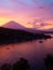 Sunset at Jemeluk bay overlooking Mt. Agung in Bali