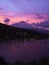 Sunset at Jemeluk bay overlooking Mt. Agung in Bali