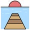 Sunset jetty icon, Summer vacation related vector