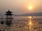 Sunset at Jixian Pavilion at West Lake Hangzhou China