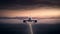 Sunset journey on a commercial airplane taking off into the sky generated by AI