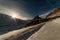 Sunset at Key gompa tibetan monastery in Himalayas. Spiti valley, Himachal Pradesh, India