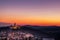 Sunset in Koenigstein, Taunus, Germany. View over the city with the ruins of the castle in the sunset