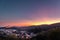 Sunset in Koenigstein, Taunus, Germany. View over the city with the ruins of the castle in the sunset