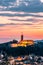 Sunset in Koenigstein, Taunus, Germany. View over the city with the ruins of the castle in the sunset
