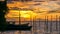 Sunset on Kri Island. Some Boats in Foreground. Raja Ampat, Indonesia, West Papua