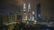 Sunset at Kuala Lumpur city skyline with Petronas KLCC Twin Towers