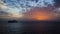 Sunset at La Gomera, Canary Islands.View from the harbour on the sea and approaching to the port ferry.