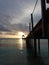 Sunset on the lagoon of bora fakarava french polynesia, pontoon, deck